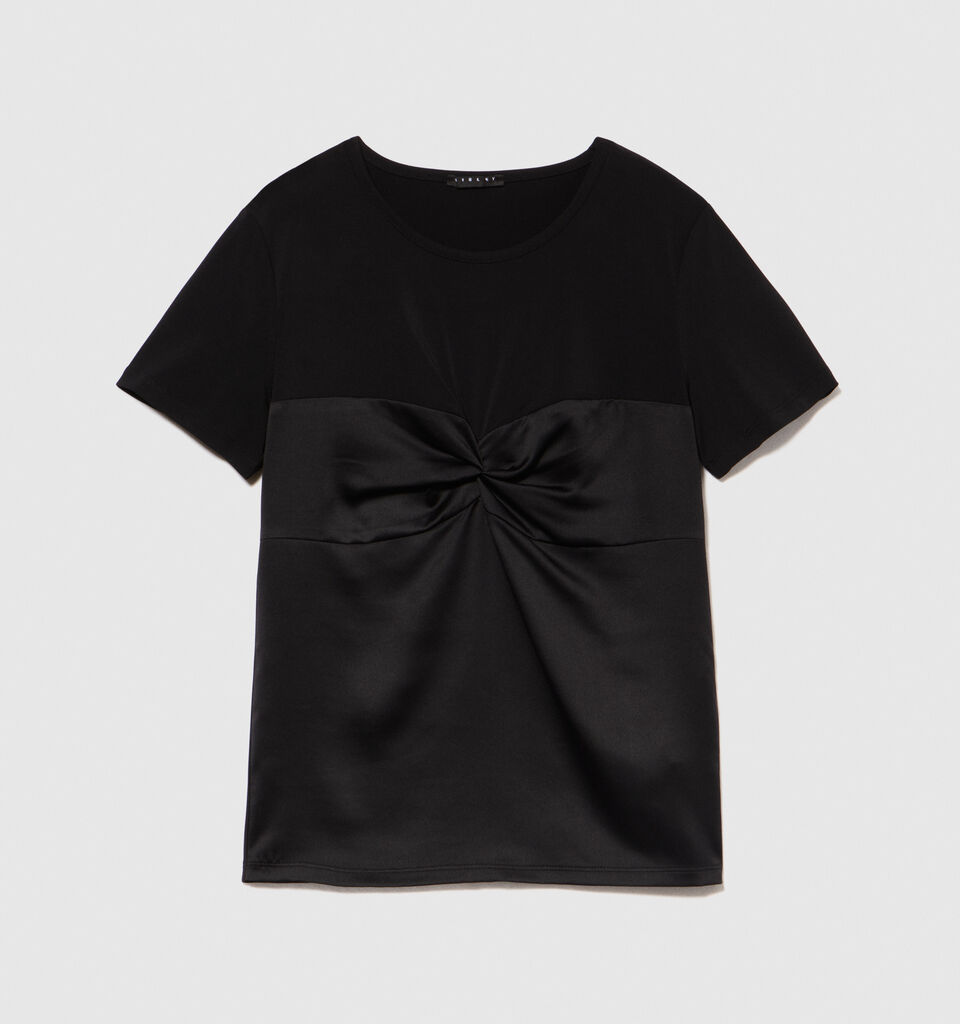 T-shirt with torchon - women's short sleeve t-shirts - Black | Sisley image number 6